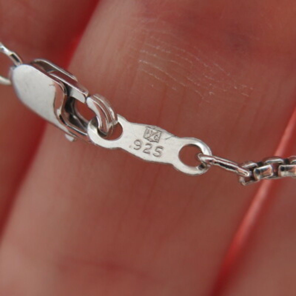 925 Sterling Silver Vintage Lavender C Z Butterfly Round Box Chain Necklace 16" - Picture 9 of 9